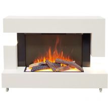 Caminetto elettrico con struttura in legno bianco potenza regolabile