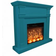Fuego - Caminetto Elettrico In Legno Turchese Cm 102,2x114x28,2 Omar Turquesa