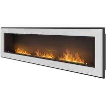 Dumas - Camino a Bioetanolo da Parete/Incasso 180x49 cm Frame 1800 Bianco con Vetro