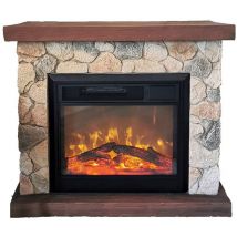 Camino Elettrico da Parete con Inserto Led Caminetto Effetto Pietra
