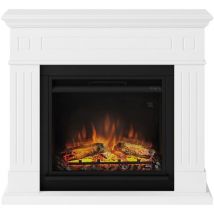 Tagu - Larsen Camino Elettrico Fiamma Led Cornice in Legno Bianco