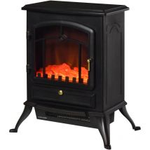 Camino Elettrico da Terra 42x28x55 cm 950/1850W Effetto Fiamma Nero