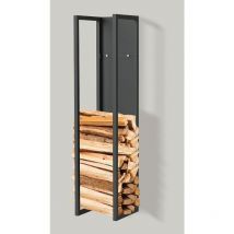 Dandibo - Porta legna da interno in metallo nero Porta legna da 100 cm con pannello posteriore appeso alla parete 96357 Cesto per la legna Porta