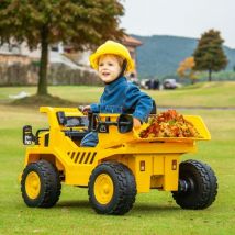 Camion-Benne Électrique sous Licence Caterpillar pour Enfants 12V avec Benne Basculante et Mégaphone Fonctionnel Télécommande Jaune CW4555 Maison Chic