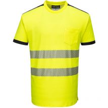 Portwest - Camiseta deportiva a.v PW3 transpirable de diseño segmentado con aberturas laterales T181 xxxl Amarillo / Negro
