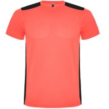 Camiseta Deportiva De Manga Corta Combinada En Espalda Y Hombros Detroit Roly 8 Coral Fluor/negro