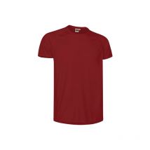 Camiseta técnica de manga corta y cuello redondo, tejido de poliéster transpirable punto panal Valento challenge 10 Rojo loto