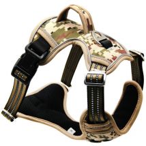 Lauwexe - Camouflage Marron, m , Harnais Chien, Harnais Anti Traction pour Chien, Respirant Réglable Gilet Durable Réfléchissant, Facile à Mettre,