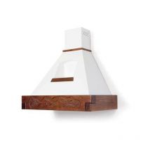 Argonauta - Campana de cocina rústica epoque blanca con estructura de madera incrustación color tabaco 90 cm