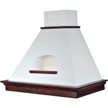 Webmarketpoint - Campana extractora mary c/nicchia de acero inoxidable blanco y estructura de madera color tabaco 90 cm