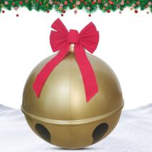 Qiyao - Campana navideña inflable gigante, bola inflable de pvc con lazo rojo, decoración navideña para exteriores, patio, piscina, césped, porche,