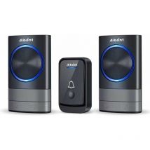 XVX - Campanello senza fili: campanello elettronico impermeabile IP65 con portata di 200 m, il kit include 1 campanello impermeabile e 2 ricevitori