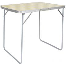 Altobuy - campani - Table Pliante de Plein Air Décor Rayures Jaunes et Blanches