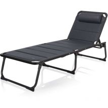 Stabile Gartenliege, Sonnenliege ANCONA Anthrazit, 200x67x35cm