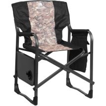 Campingstuhl Faltbar, Camouflage, Anglerstuhl mit ausklappbarem Tisch, Klappstuhl - Campfeuer
