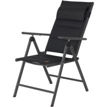 CampFeuer Campingstuhl, Schwarz, 7-fach verstellbar, Gartenstuhl Hochlehner für Terrasse und Garten