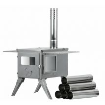 Campfeuer - Estufa de acero inoxidable para tienda 51,5 x 42 x 216 cm Calefacción para tienda Estufa de camping