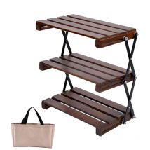 Groofoo - Camping Storage Rack 3-Tier Foldable Table Rack Shelf Portable Picnic Desk with Carrying Bag for Outdoor Cooking Camping Picnic Party bbq