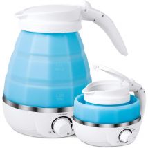 Camping wasserkocher, Faltbarer Wasserkessel, Silikon Elektrischer Wasserkocher mit Dual Voltage und Separates Netzkabel, Ideal für Outdoor Wandern