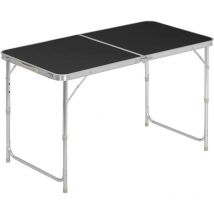 Campingtisch Klapptisch Gartentisch Arbeitstisch Balkontisch höhenverstellbar Aluminium mdf Schwarz - Woltu