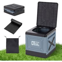 Leogreen - Campingtoilette Faltbar Faltbare Mobile Toilette mit 12 Toilettenbeuteln und Aufbewahrungstasche,Trockentrenntoilette