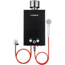 Camplux - Chauffe-eau à Gaz propane/butane 10L, Chauffe-eau à gaz instantanés 20KW avec Housse de pluie - BW264BC - 30/37mbar - Noir