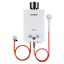 Camplux - Gas-Wassererwärmer 6L/min Mit Regenschutz, 11KW Durchlauferhitzer mit Propan/Butangas - BW158C - 30/37 mbar - Weiß