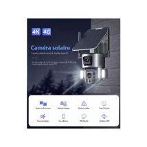 Caméra Surveillance Sécurité Solaire Sans fil Extérieure 4K 8MP 4G 360° Double Objectif Zoom Optique 10X Détection mouve ME nt