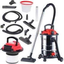 Camry - cr 7045 Aspirador Industrial Profesional con Toma de Corriente, Aspiradora Seco y Húmedo, Función Soplado, Aspira Cenizas, 25 litros, 4