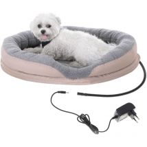 Camry - CR7431 Cama Eléctrica Mascotas Perros Gatos , Calefactora Redonda 76x58cm, Lana Sintética Suave 18 w Marrón