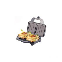 Camry - CR3054 Elektrischer Sandwichmaker xl für 2 Sandwiches, antihaftbeschichtete Platten, automatische Temperatur, kompakt, Edelstahlgehäuse, 1300W