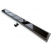 Canaleta de desagüe ducha a ras de suelo de acero inox vidrio negro mod. Glass 50 cm