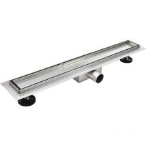 Mog Casa - Canaleta de ducha Rectangular 2 en 1 Inclinable de Acero Inoxidable Ultra Plana Medida 90 cm - Modelo R2 Desag e de Borde Plateado