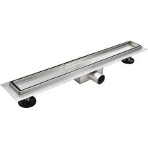 Mog Casa - Canaleta de ducha Rectangular 2 en 1 Inclinable de Acero Inoxidable Ultra Plana Medida 110 cm - Modelo R2 Desag e de Borde Plateado