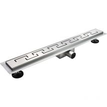 Mog Casa - Canaleta de Ducha Rectangular de Acero Inoxidable Ultra Plana Medida 60cm - Modelo R4 Desag e de Borde Griego plateado