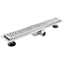 Mog Casa - Canaleta de Ducha Rectangular de Acero Inoxidable Ultra Plana Medida 90cm - Modelo R5 Desag e de Borde Gotas plateado