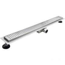 Mog Casa - Canaleta de Ducha Rectangular de Acero Inoxidable Ultra Plana Medidas 90cm - Modelo R7 Desag e de Borde C rculo plateado