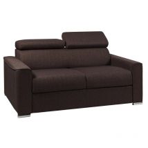 Canapé 2 places convertible express en tissu marron - couchage 120 cm - Matelas 22 cm avec mémoire de forme VIZIR