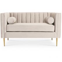 Intensedeco - Canapé 2 places James Velours Beige pieds doré