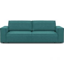 Homifab - Canapé 3 places convertible avec coffre de rangement en tissu bleu canard - Harper New
