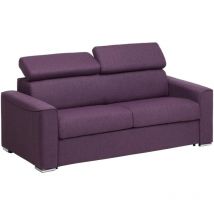 Vente-unique - Canapé 3 places convertible express en tissu violet - Couchage à lattes larges 140 cm - Matelas 14 cm vizir