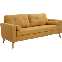 Vente-unique - Canapé 3 places en tissu effet lainage à bouclettes tatum - Jaune