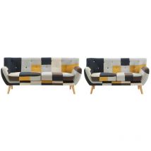 Vente-unique - Canapés 3 places et 2 places en tissu patchwork serti ii