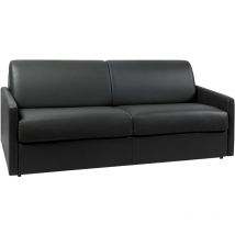 Canapé 4 places convertible express en simili noir - Couchage à lattes larges 160 cm - Matelas 18 cm calife