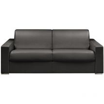 Canapé 4 places convertible express en simili noir - Couchage 160 cm - Matelas 16 cm avec mousse à mémoire de forme calito
