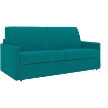 Vente-unique - Canapé 4 places convertible express en tissu bleu turquoise - Couchage 160 cm - Matelas 14 cm calife