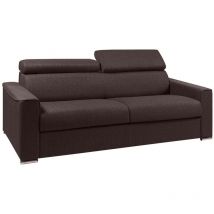 Vente-unique - Canapé 4 places convertible express en tissu marron - couchage 160 cm - Matelas 14 cm avec mémoire de forme vizir