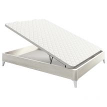 Aznar - Canapé Abatible Arcón de madera con patas transpirable altura 34,5 cm 160x200 cm - Ártic