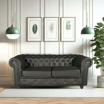 Le Quai Des Affaires - Canapé chesterfield 2 places / Noir/ 183x85x72