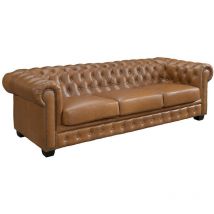 Vente-unique - Canapé chesterfield 4 places brenton 100% cuir de buffle premium - Caramel vintage